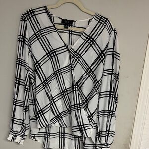 BCX Women's Monochrome Checkered Blouse